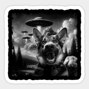 Whisker Wonders German Shepherd UFO, Tee Talk Triumph for Dog Lovers Sticker